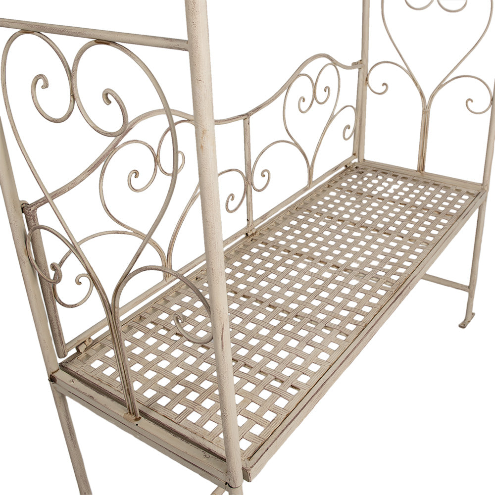 Arco per rose con panca in ferro beige in stile rustico