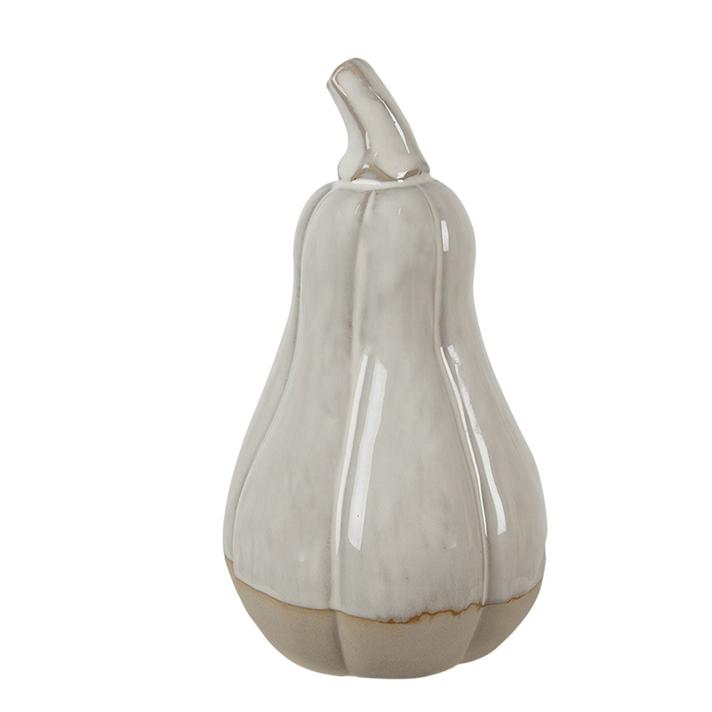 Decorazione autunnale, zucche in ceramica grigio-beige