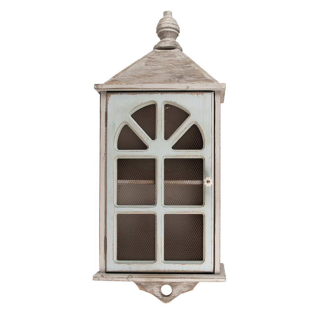Mobiletto da parete Shabby Chic in legno grigio-verde
