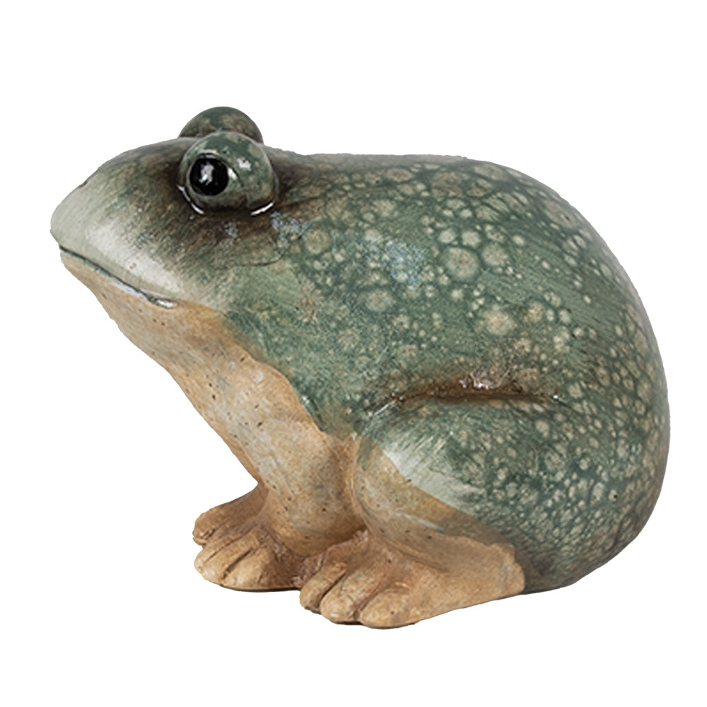 Rana in ceramica verde-marrone
