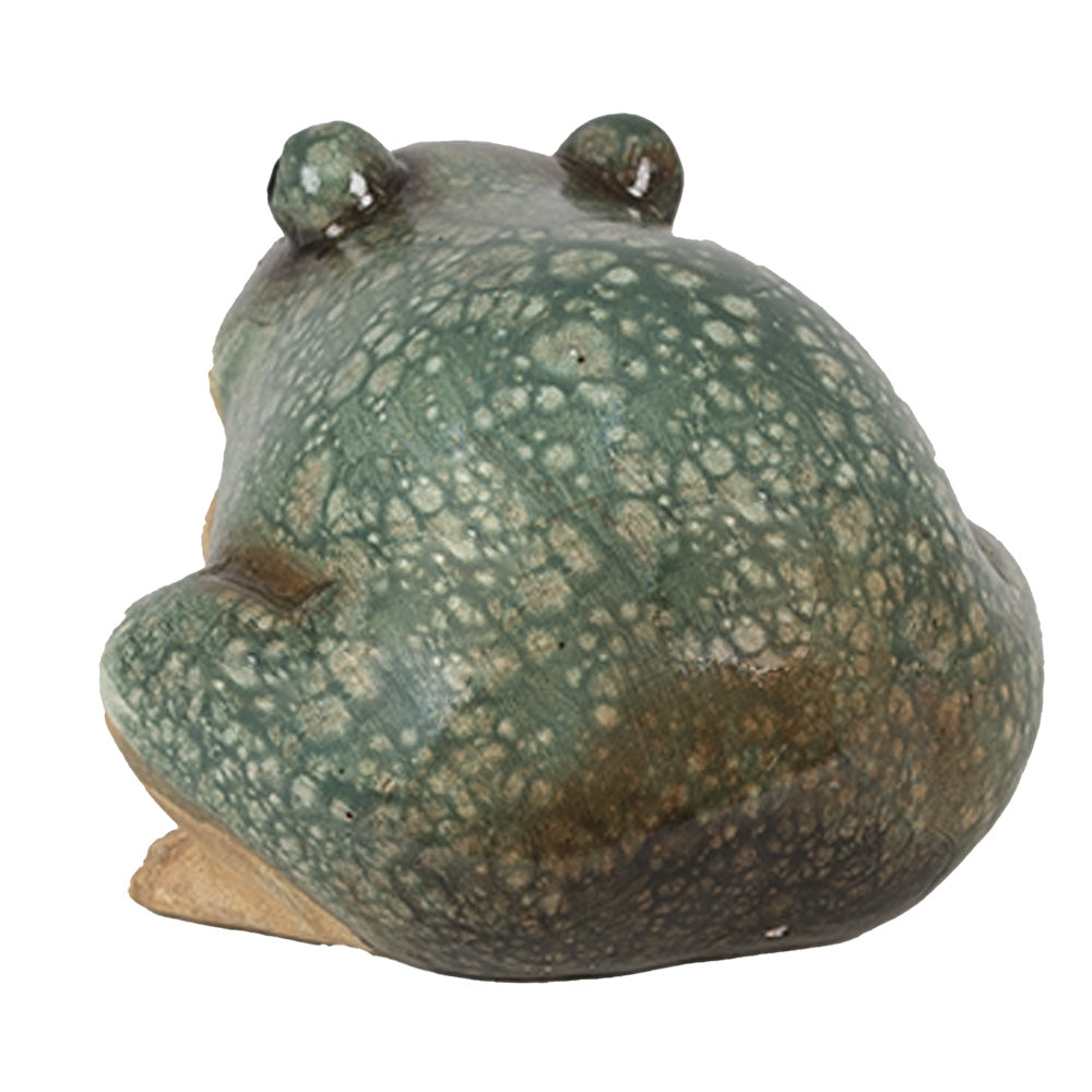 Rana in ceramica verde-marrone