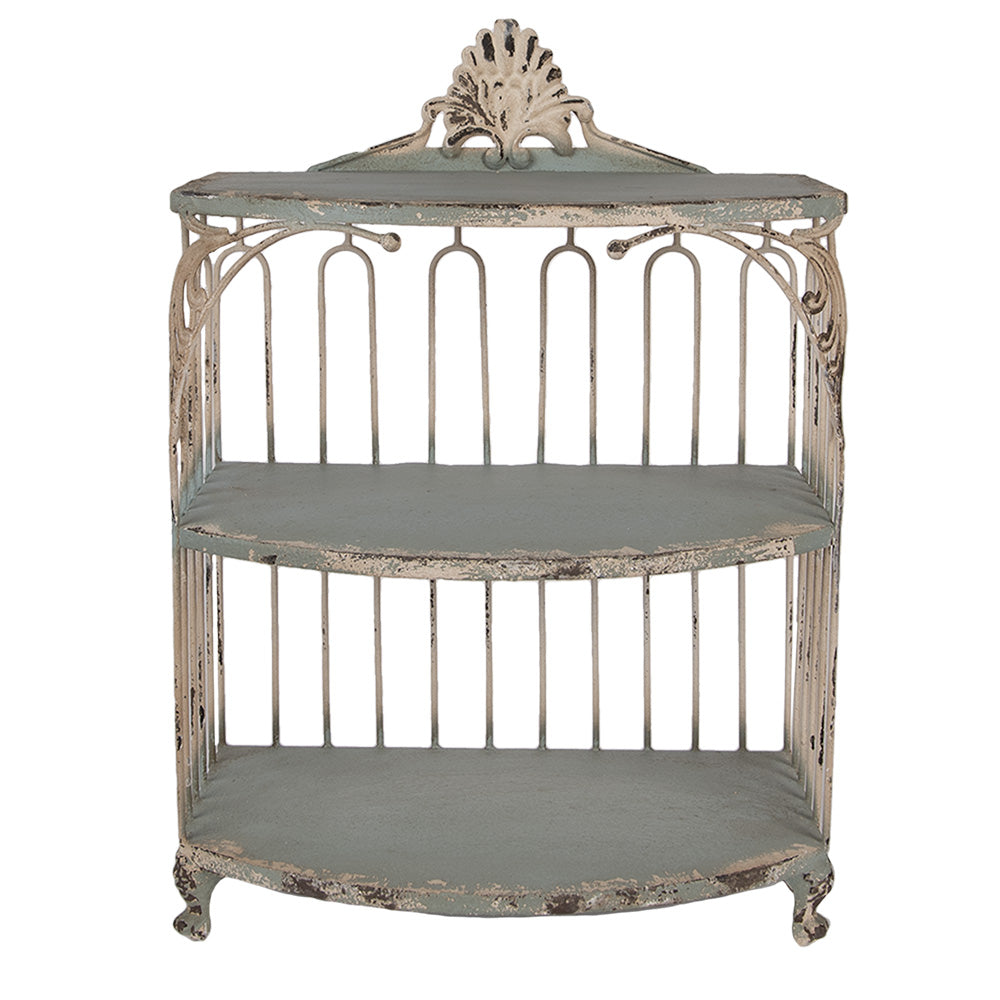 Shabby Chic Regal aus Metall in Grün-Beige