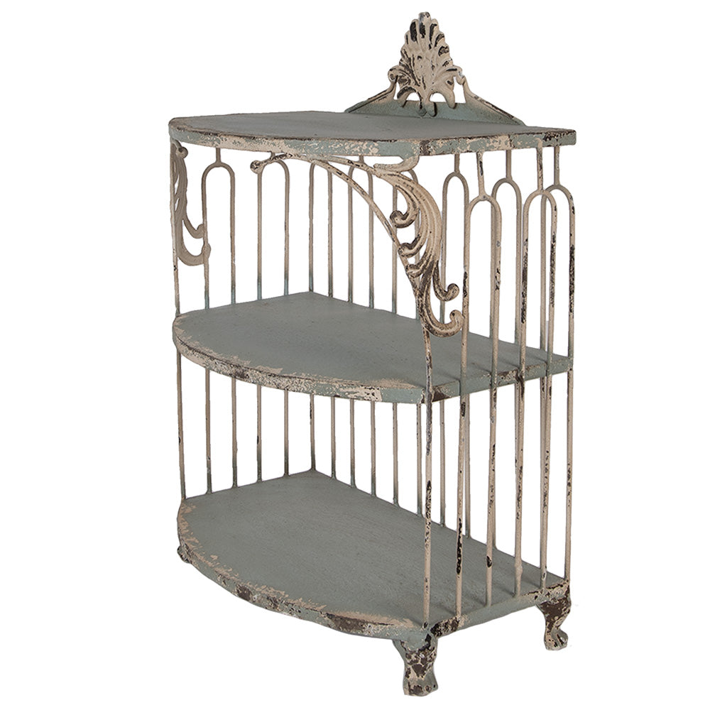 Shabby Chic Regal aus Metall in Grün-Beige