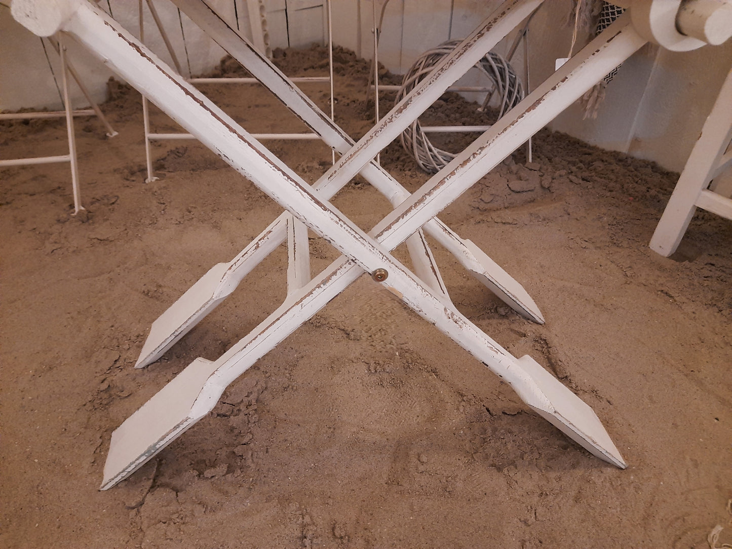 Beistelltisch Holz Weiß Shabby Chic Landhaus Klappbar Boot, Tischchen Clayre&Eef