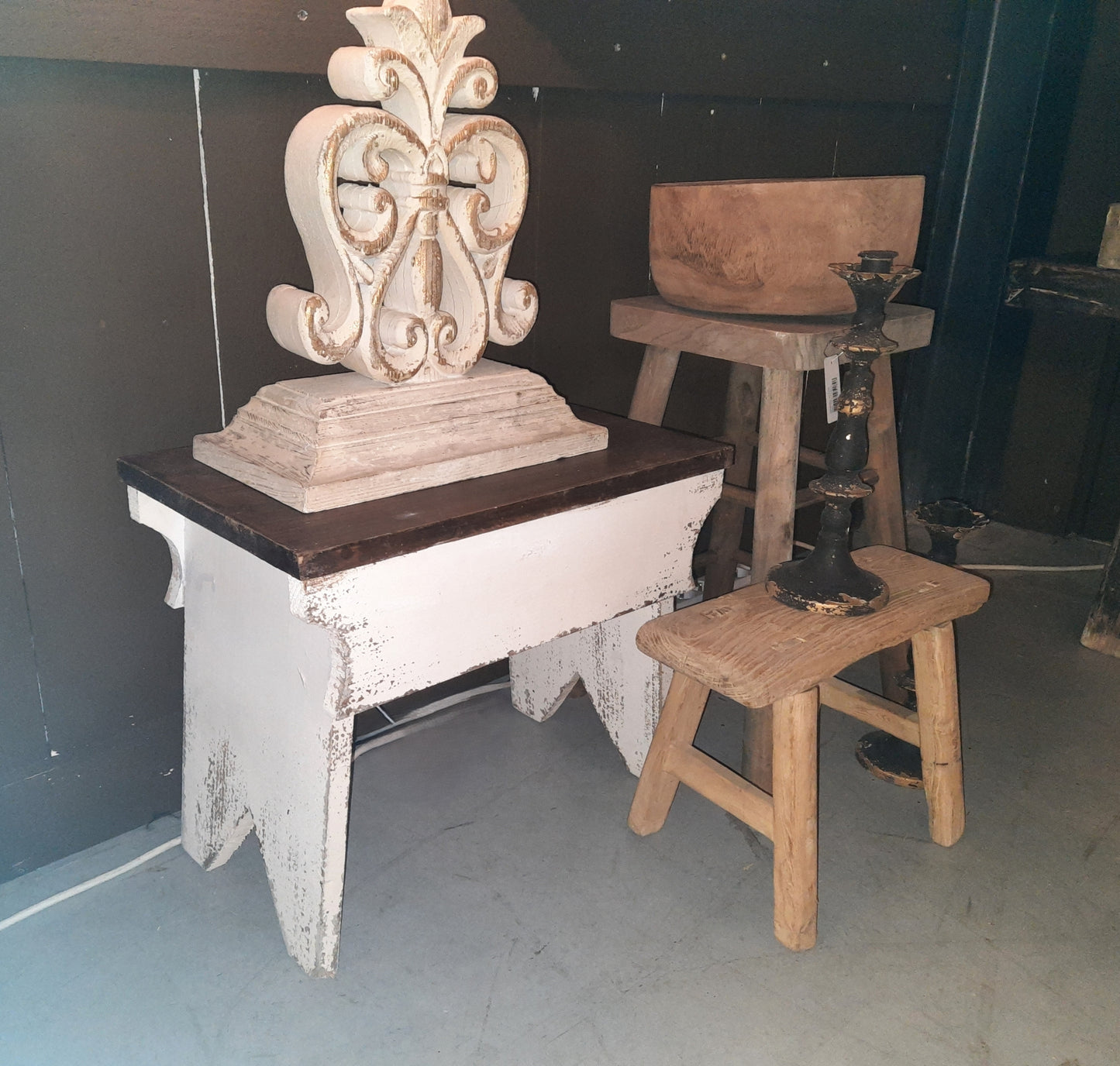Blumenständer, Pflanzenbank aus Holz im Shabby Stil