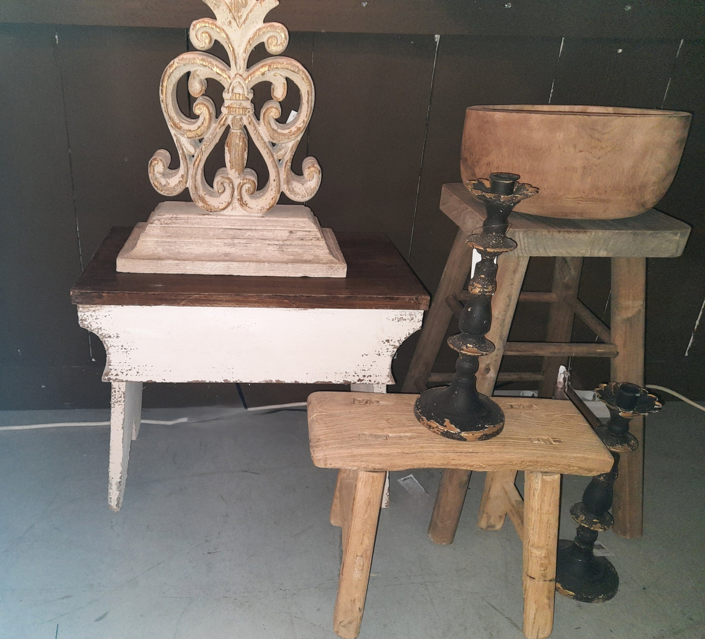 Blumenständer, Pflanzenbank aus Holz im Shabby Stil