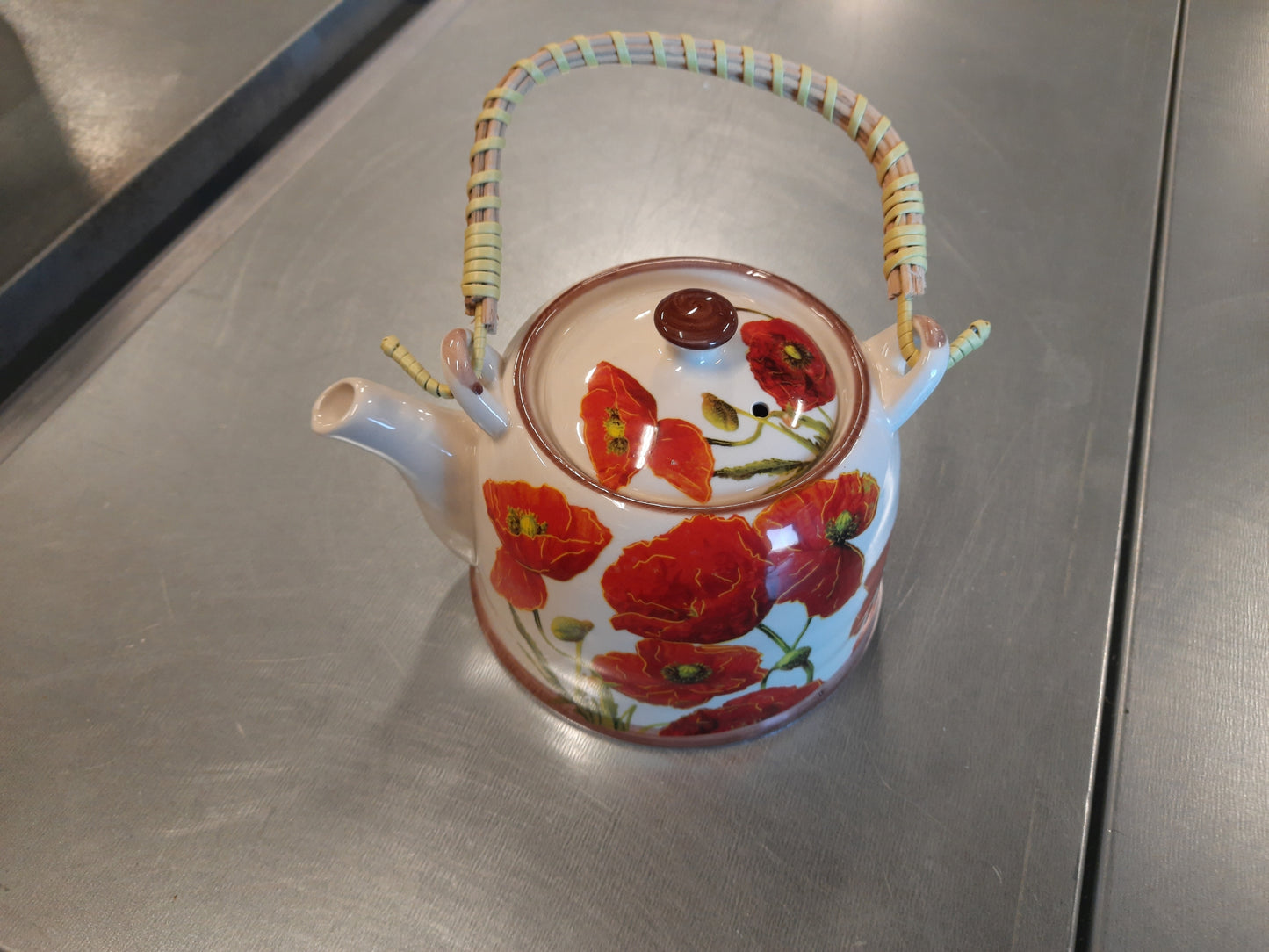 Teiera in ceramica con colino da tè, 800 ml con motivo floreale, stile country