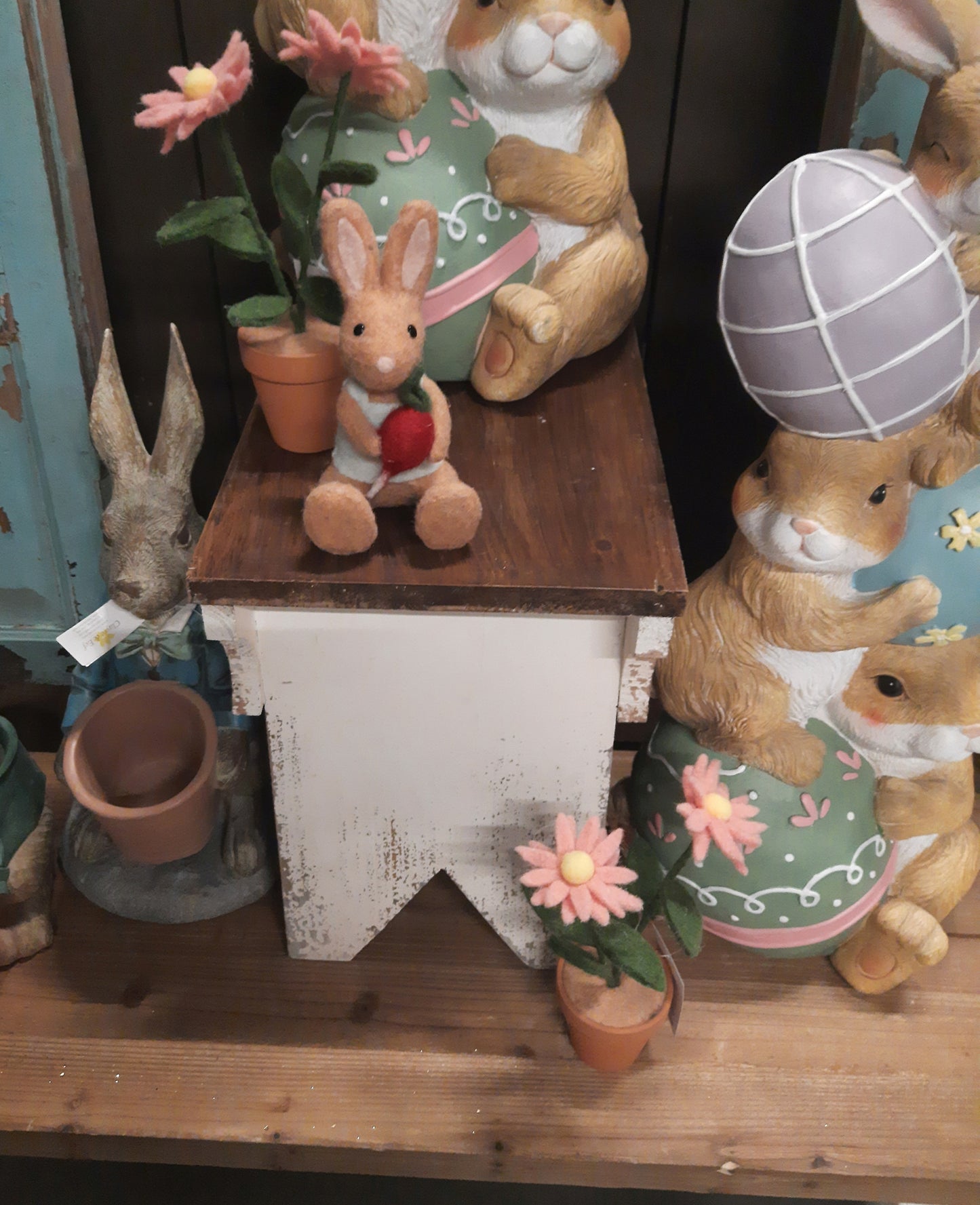 Blumenständer, Pflanzenbank aus Holz im Shabby Stil