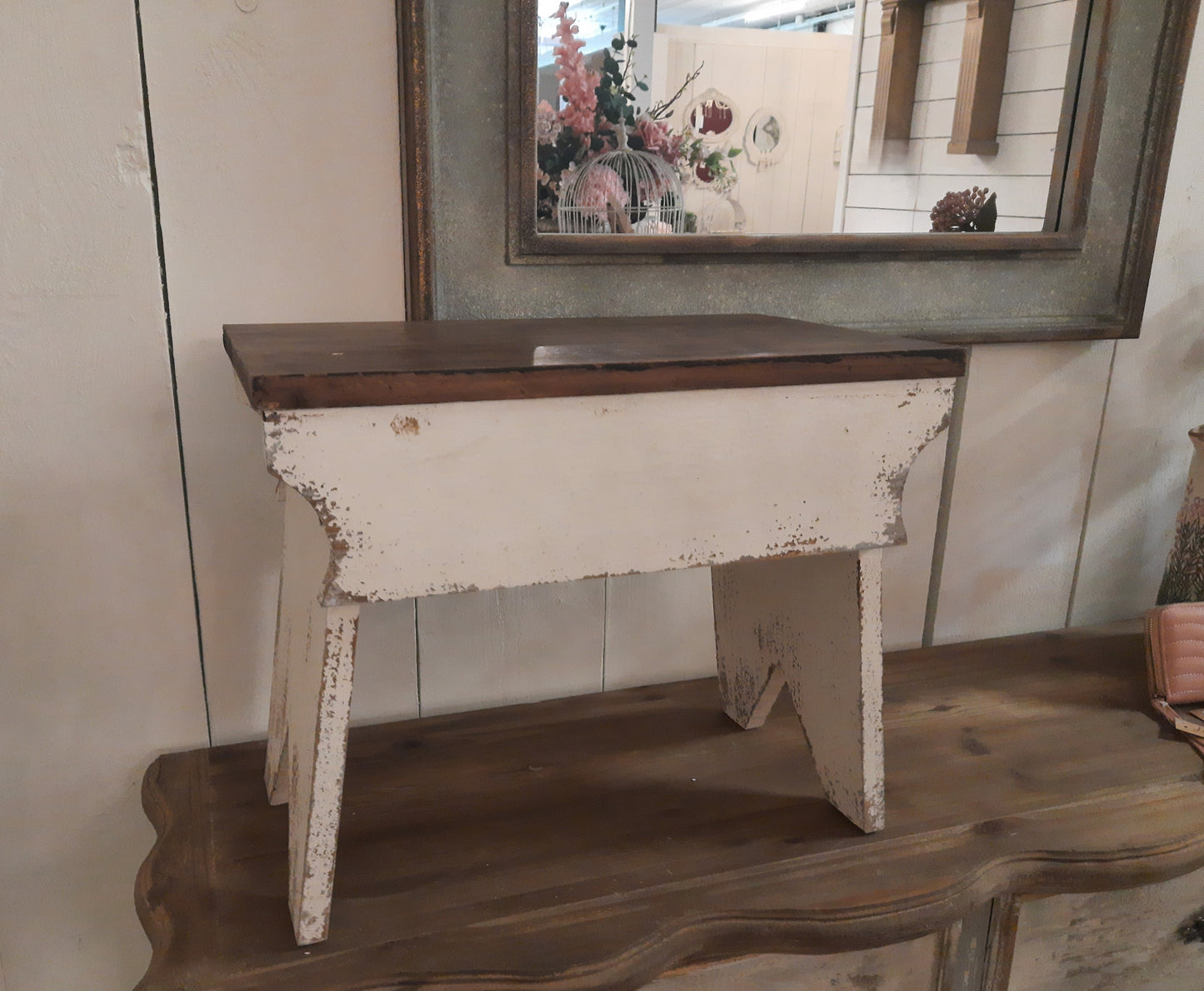 Blumenständer, Pflanzenbank aus Holz im Shabby Stil