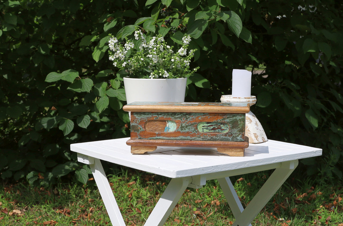 Scatola decorativa in legno, vecchia scatola in legno shabby chic per riporre oggetti, scatola