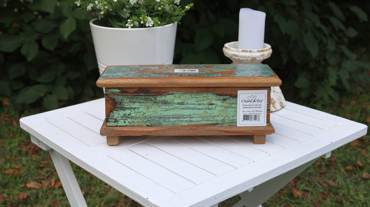 Scatola decorativa in legno, vecchia scatola in legno shabby chic per riporre oggetti, scatola
