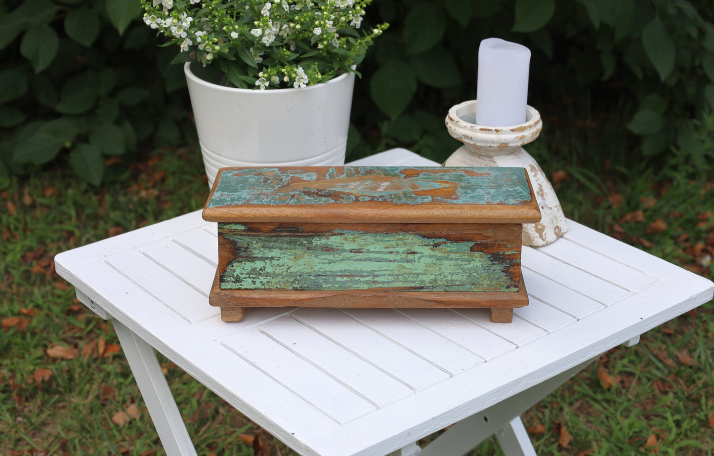 Scatola decorativa in legno, vecchia scatola in legno shabby chic per riporre oggetti, scatola