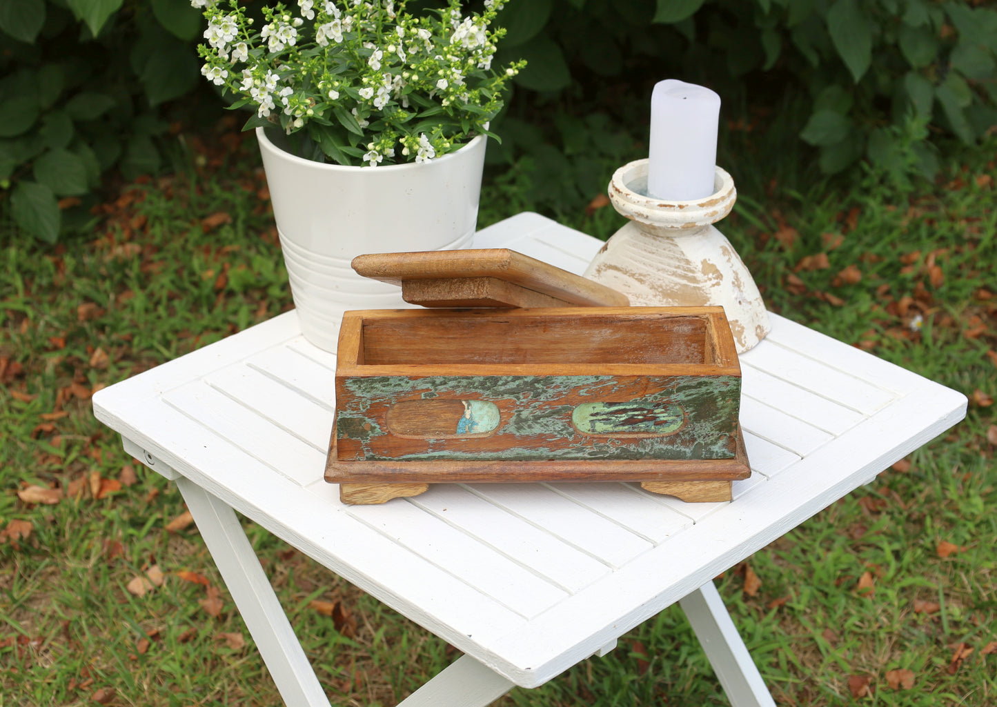 Scatola decorativa in legno, vecchia scatola in legno shabby chic per riporre oggetti, scatola