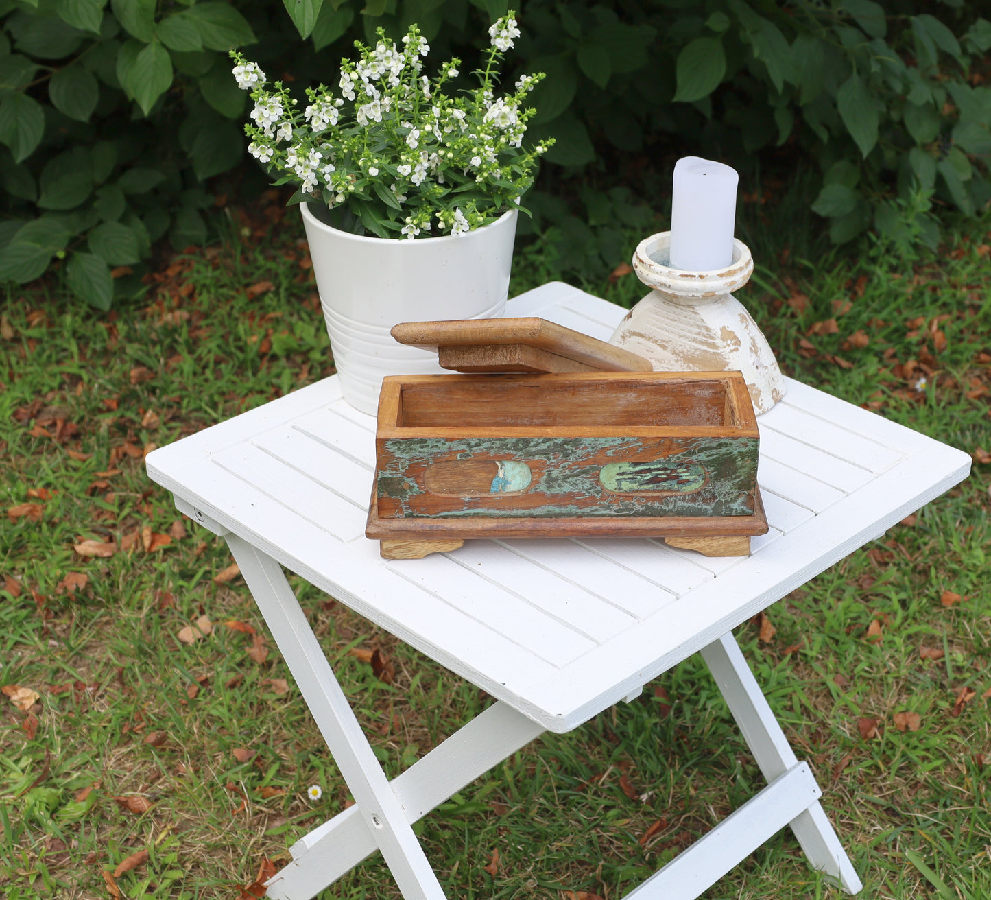 Scatola decorativa in legno, vecchia scatola in legno shabby chic per riporre oggetti, scatola