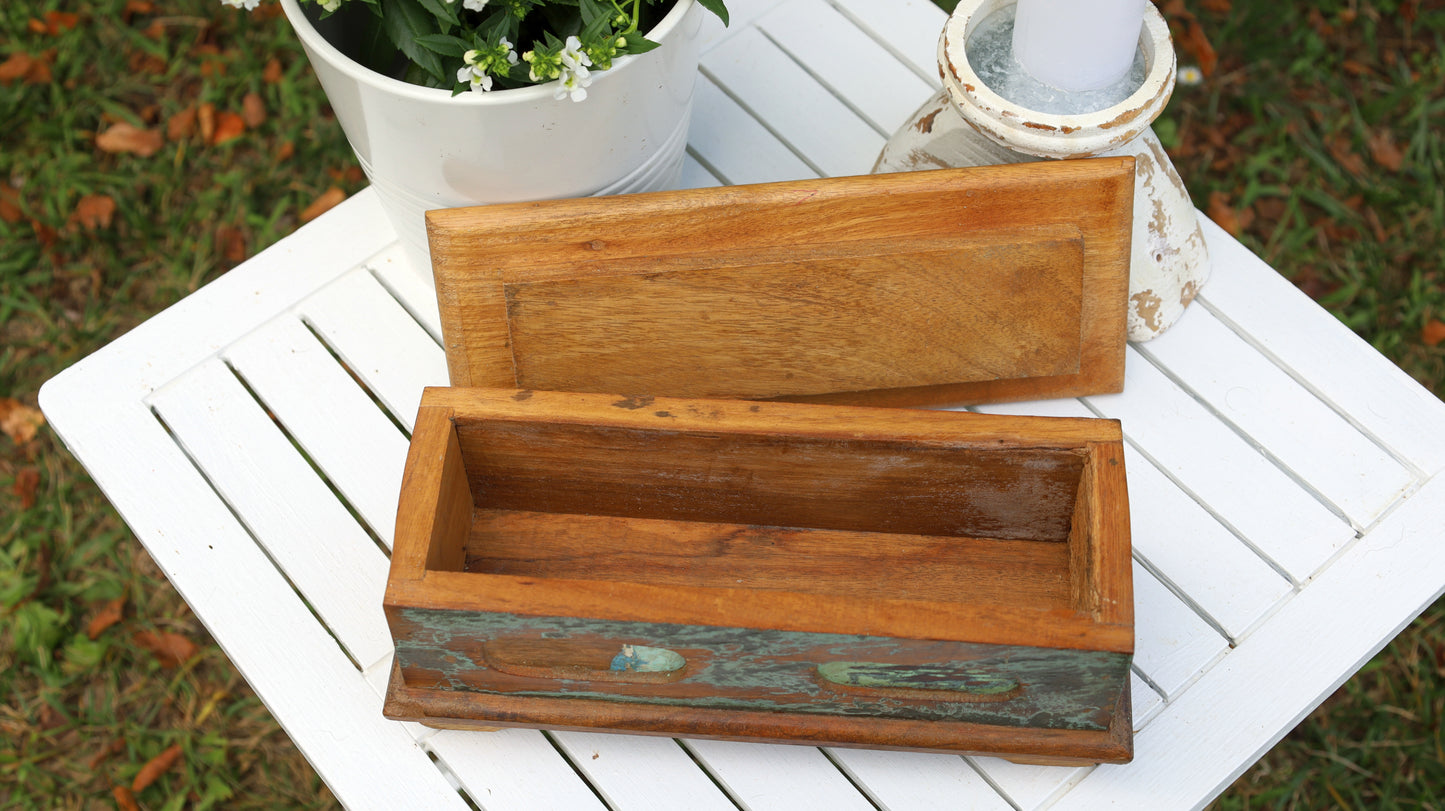 Scatola decorativa in legno, vecchia scatola in legno shabby chic per riporre oggetti, scatola