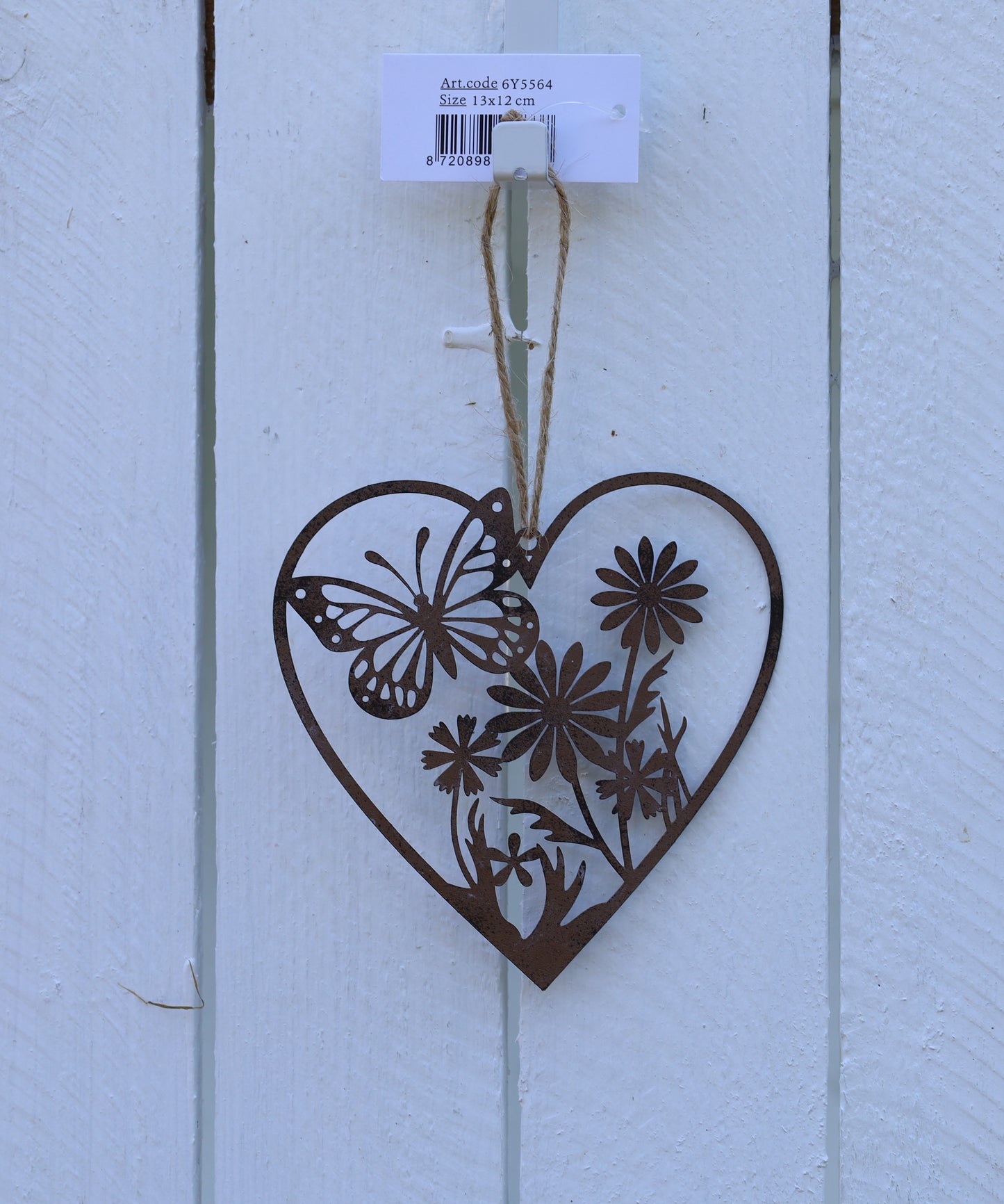 Ciondolo: Cuore con farfalla e fiori, patina