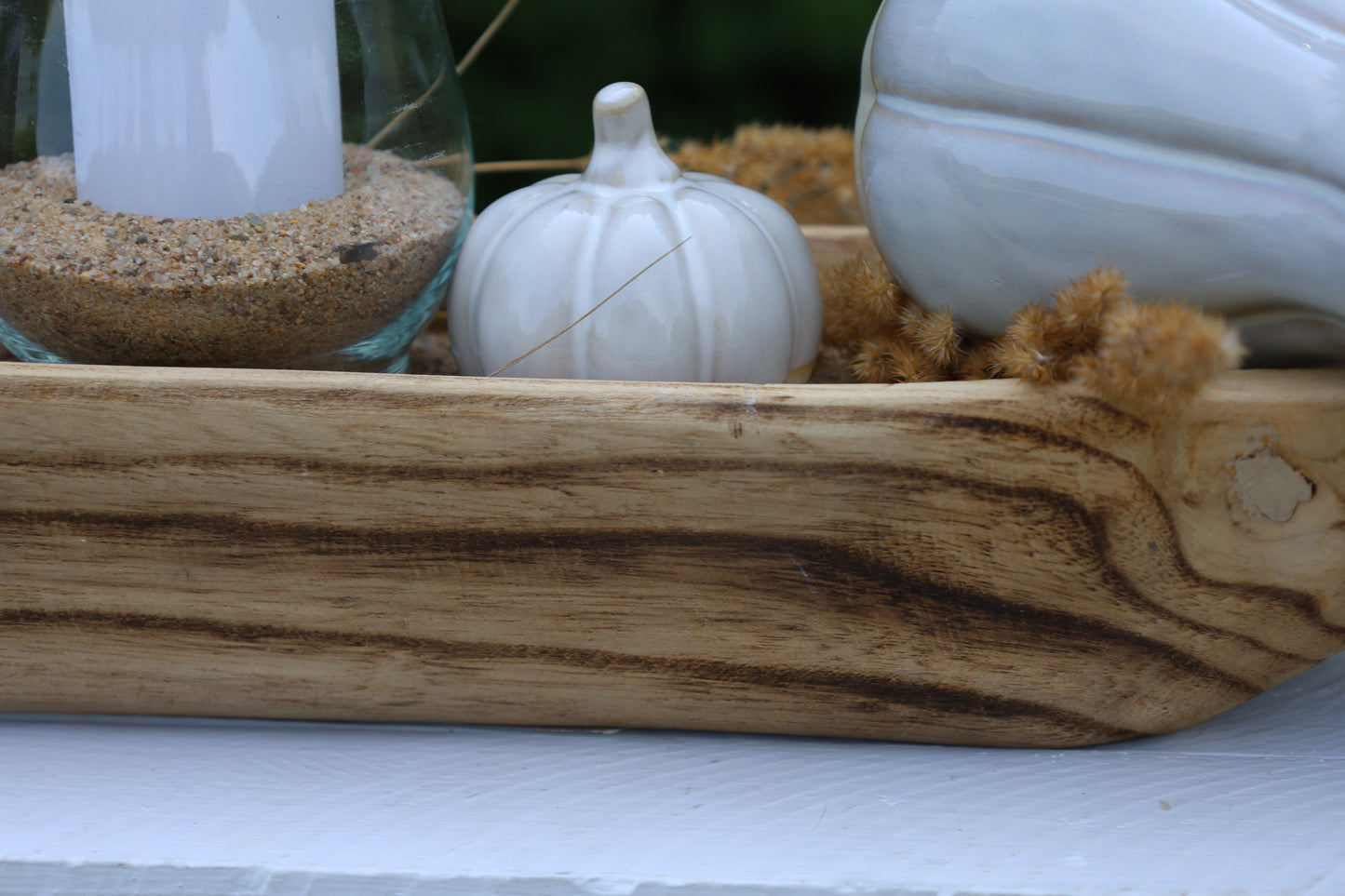 Decorazione a forma di zucca in porcellana grigia e bianca