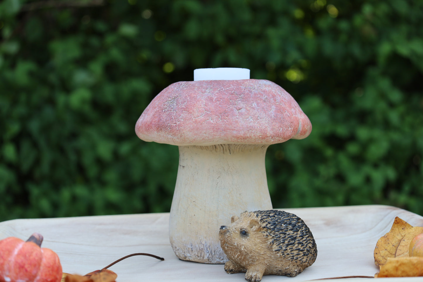 Portacandele/vaso autunnale a forma di fungo