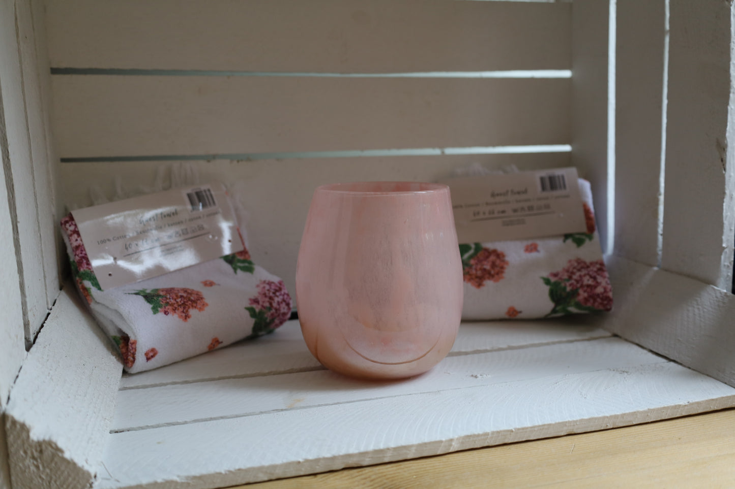 Lanterna romantica in vetro rosa