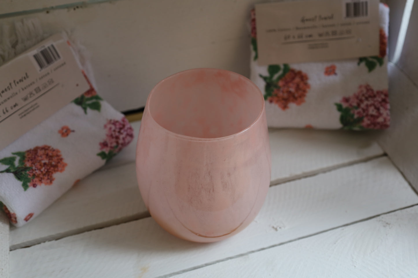 Lanterna romantica in vetro rosa