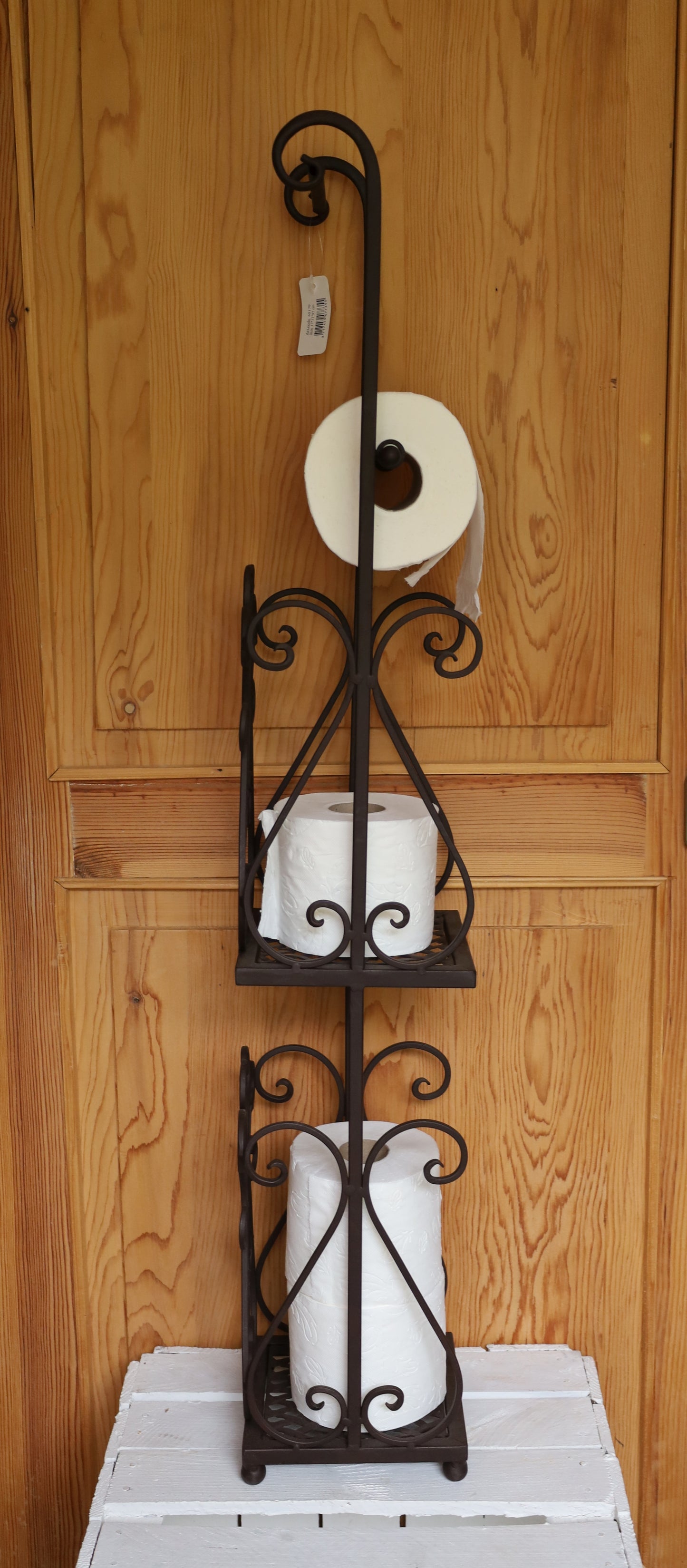 Toilettenpapierhalter Toilettenrollenhalter WC Shabby Chic Metall Weiß Braun