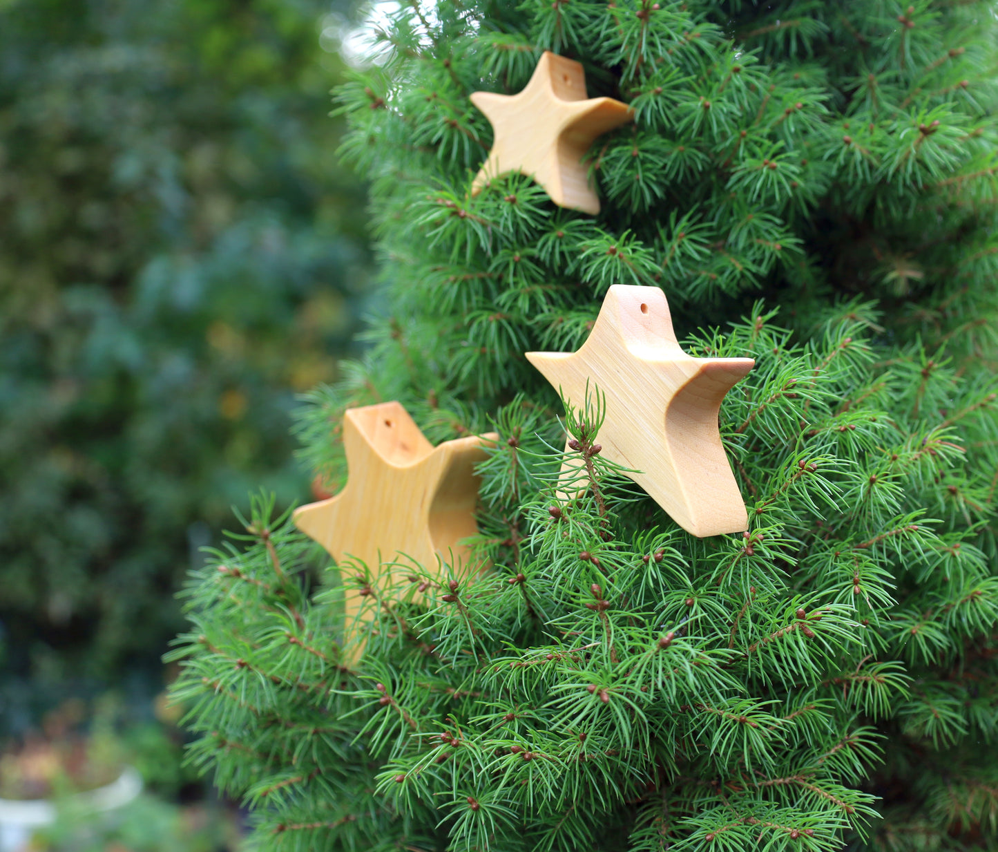 Set di 3 stelle in legno, decorazione natalizia