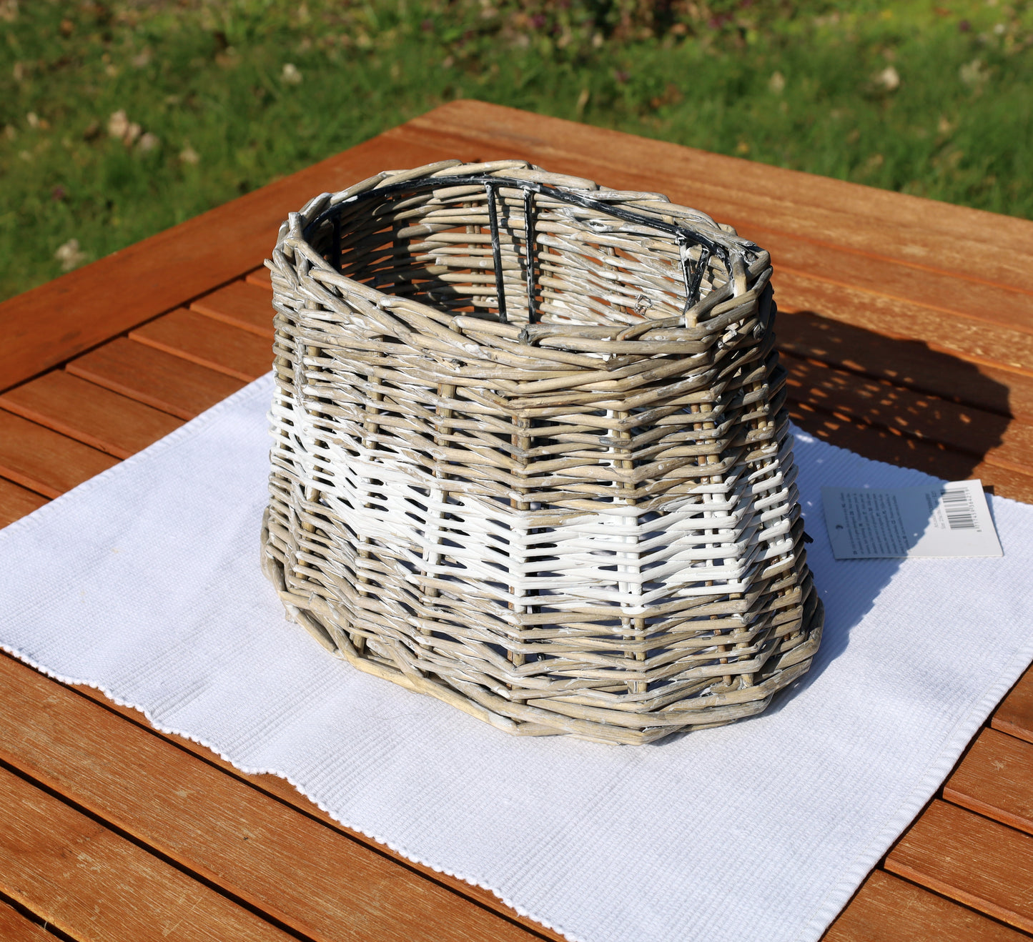 Paralume in rattan marrone/bianco, varie misure da combinare