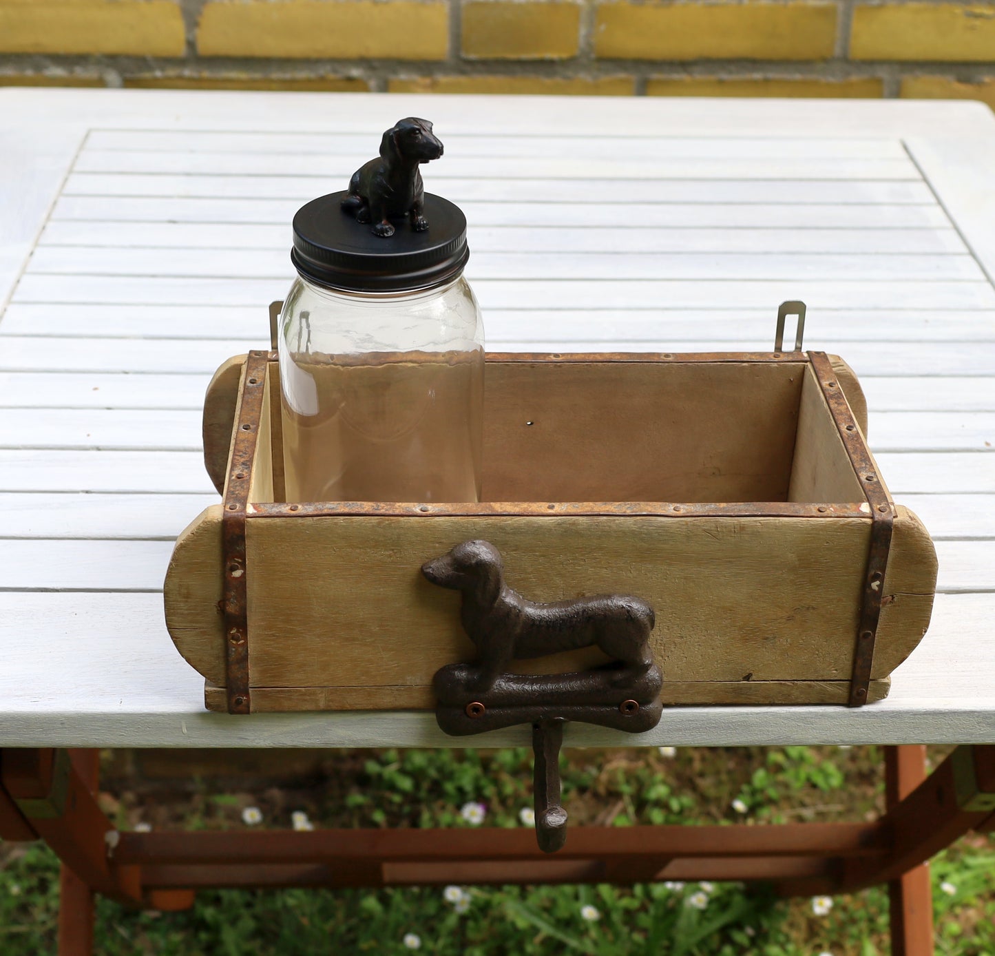 Alte Ziegelform, Original Backsteinform, Holzkiste 30 x 15 x 10cm