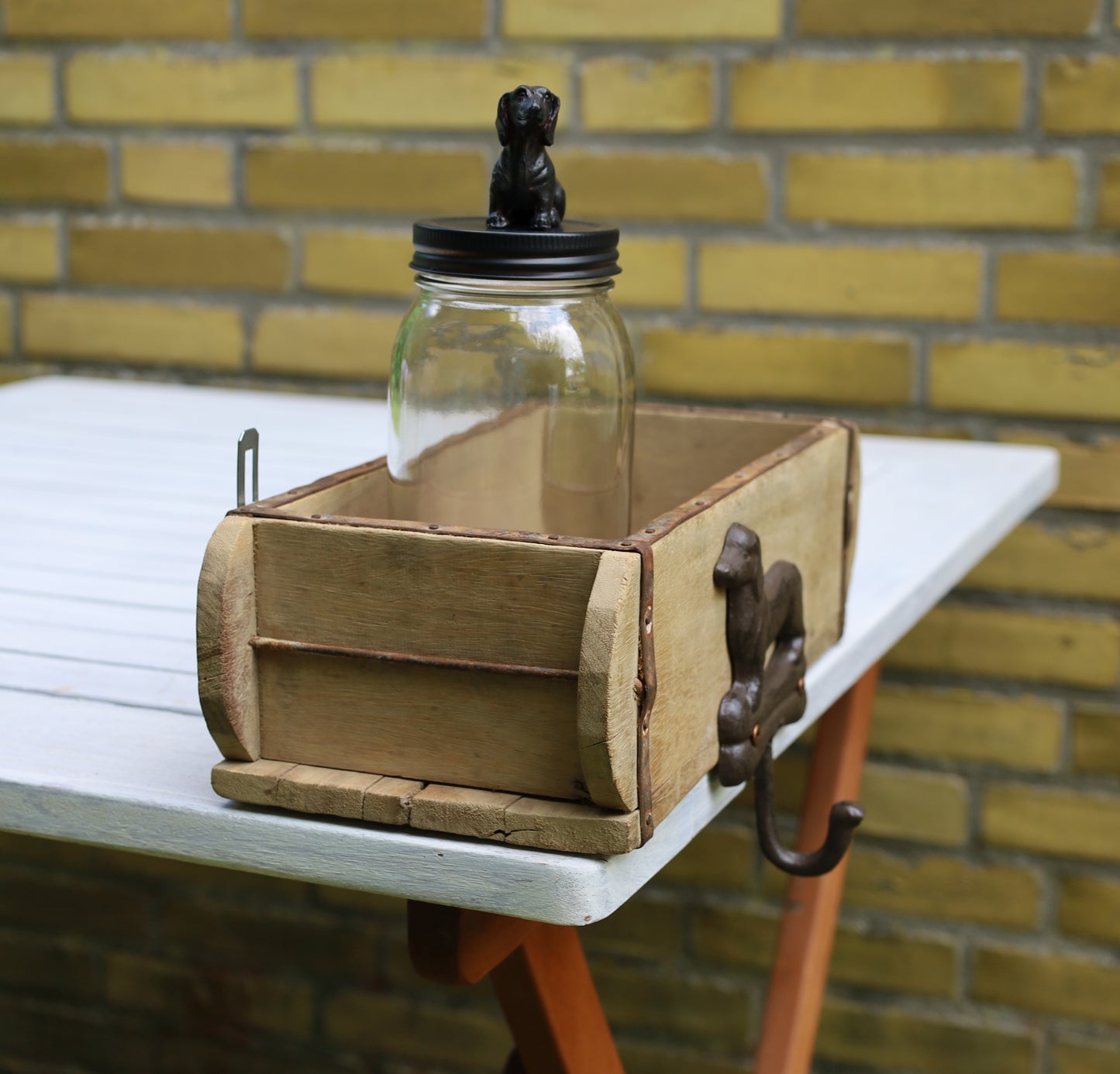 Alte Ziegelform, Original Backsteinform, Holzkiste 30 x 15 x 10cm