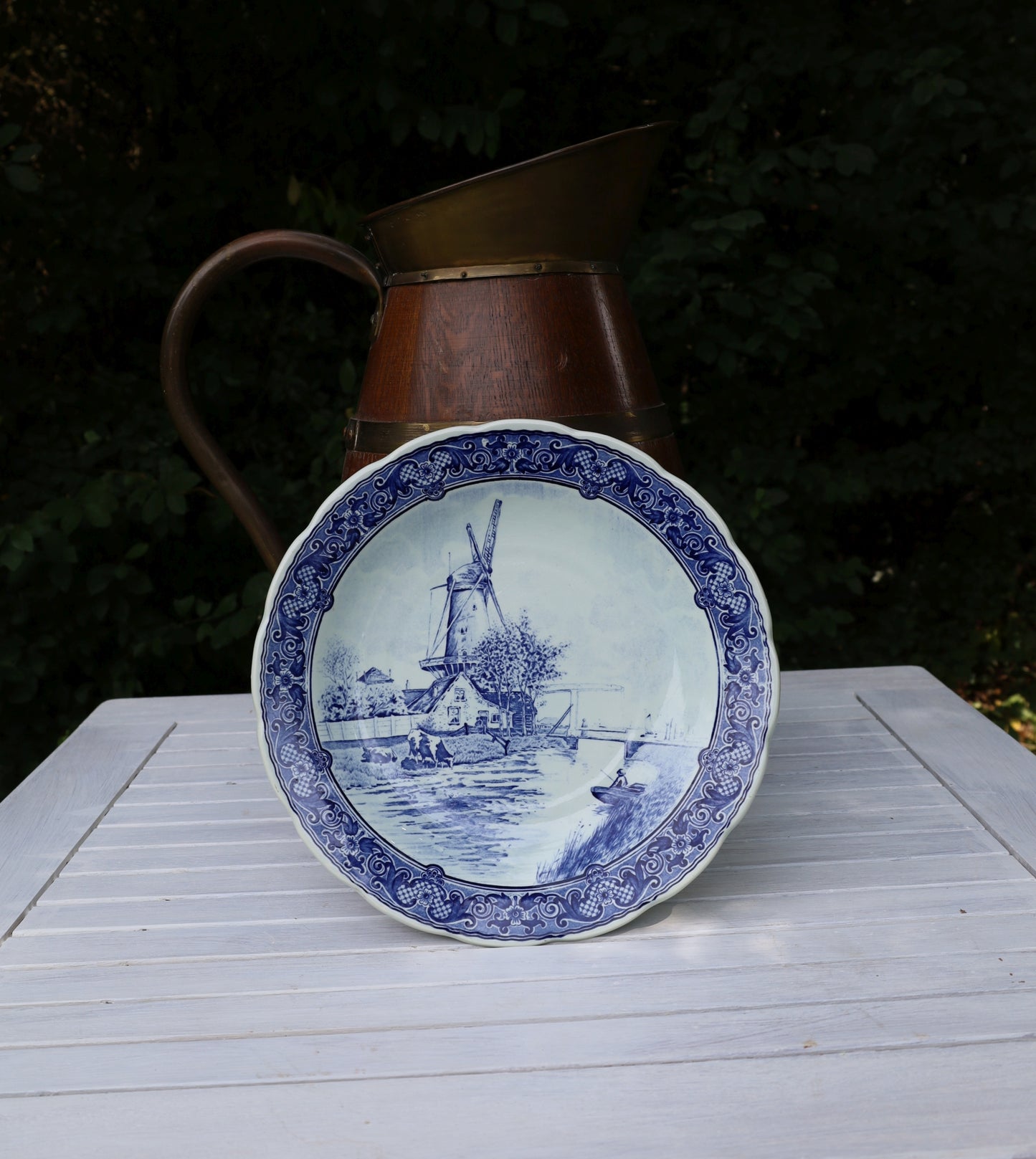 Piatto originale in ceramica di Delft con motivo a mulino a vento, Ø 30 cm