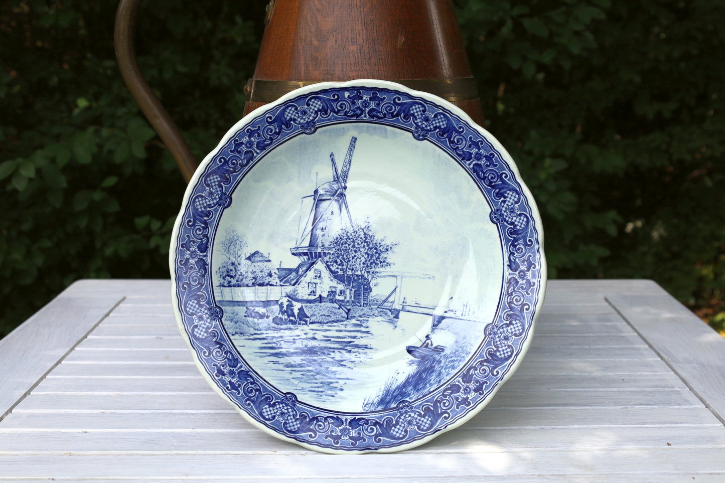 Piatto originale in ceramica di Delft con motivo a mulino a vento, Ø 30 cm