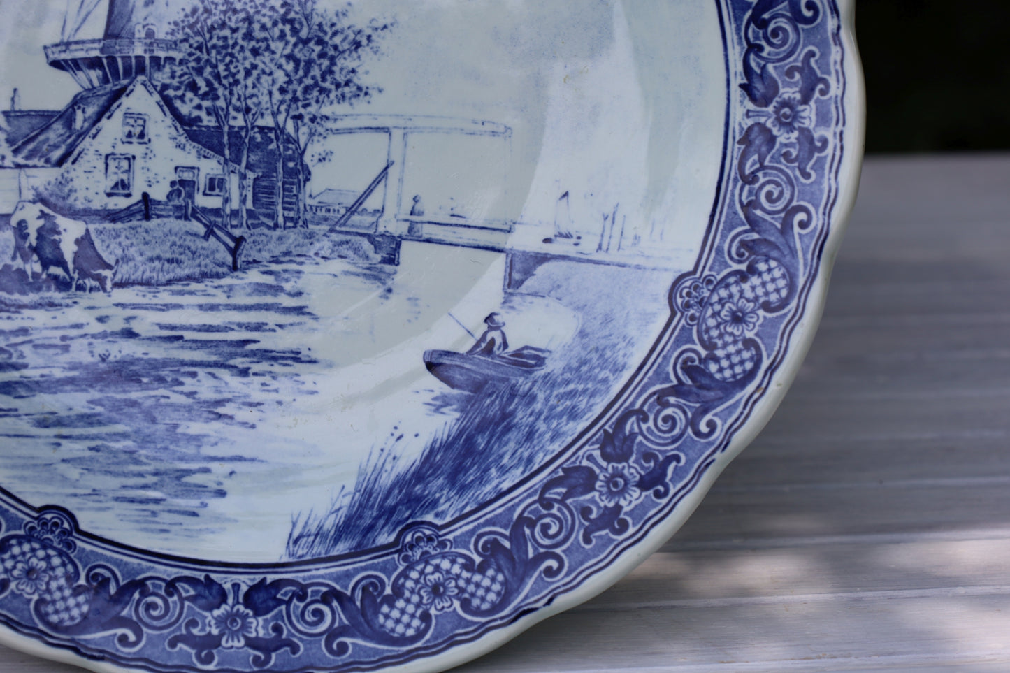 Piatto originale in ceramica di Delft con motivo a mulino a vento, Ø 30 cm
