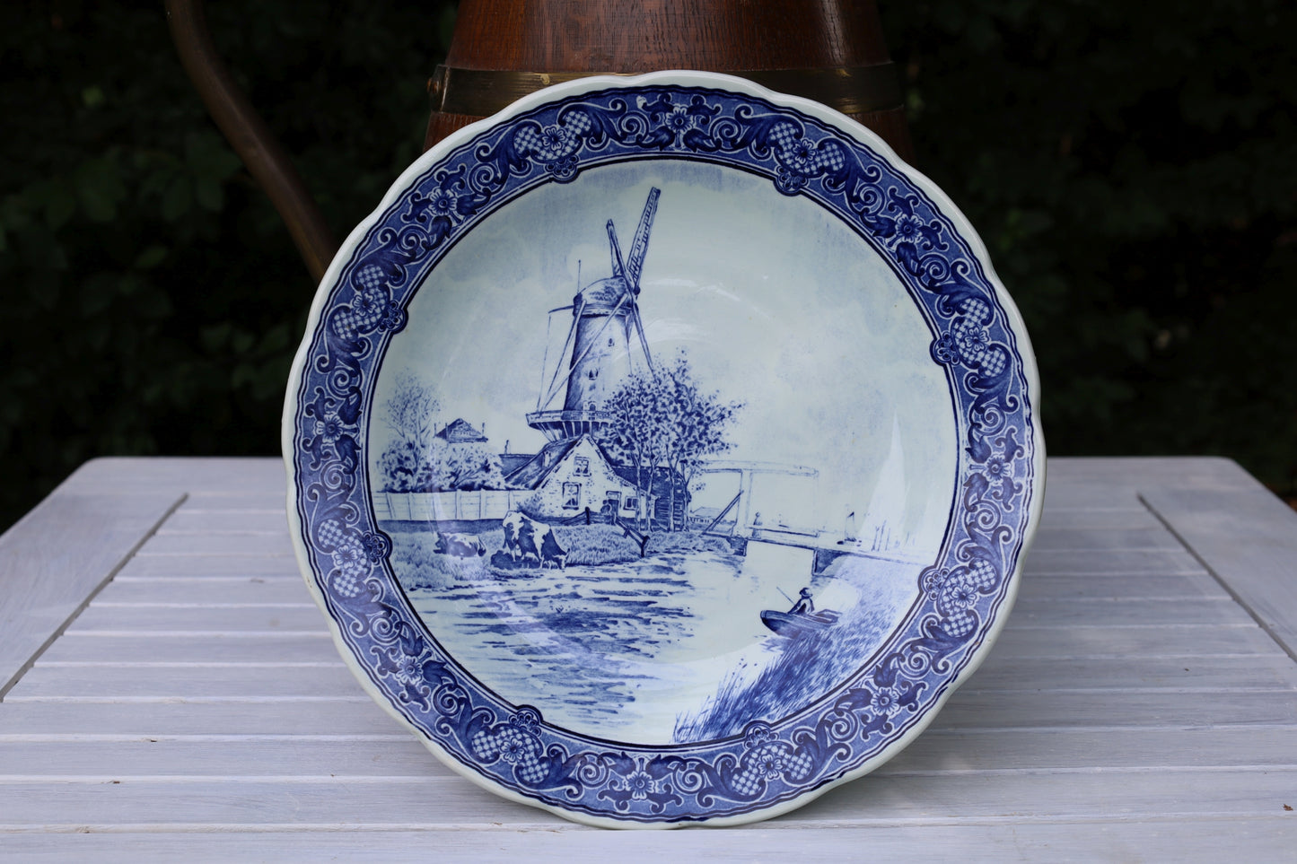 Piatto originale in ceramica di Delft con motivo a mulino a vento, Ø 30 cm