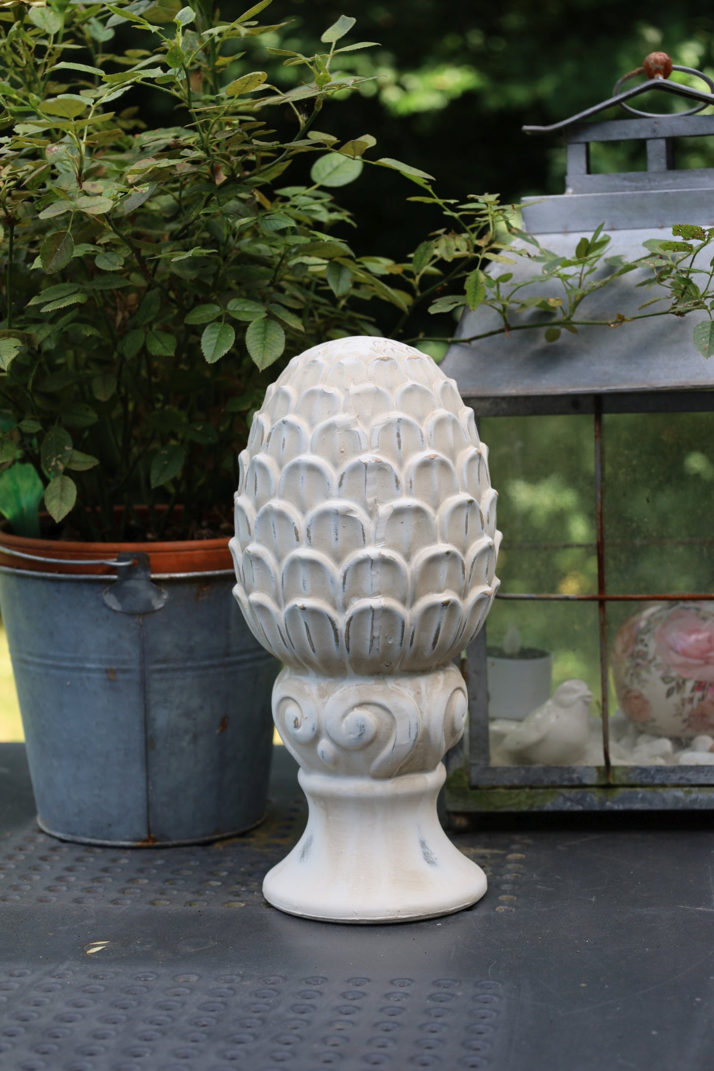 Pigne in terracotta, decorazione da giardino in stile country