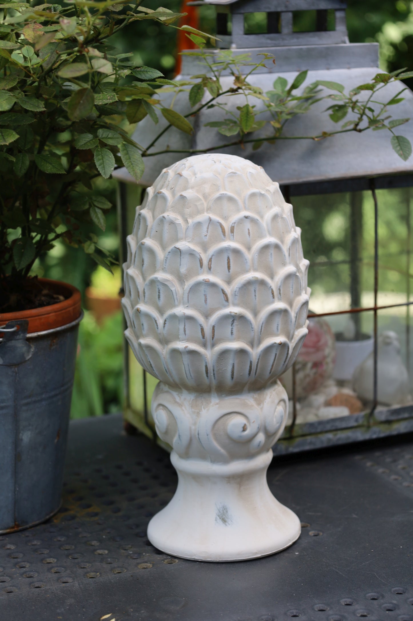Pigne in terracotta, decorazione da giardino in stile country