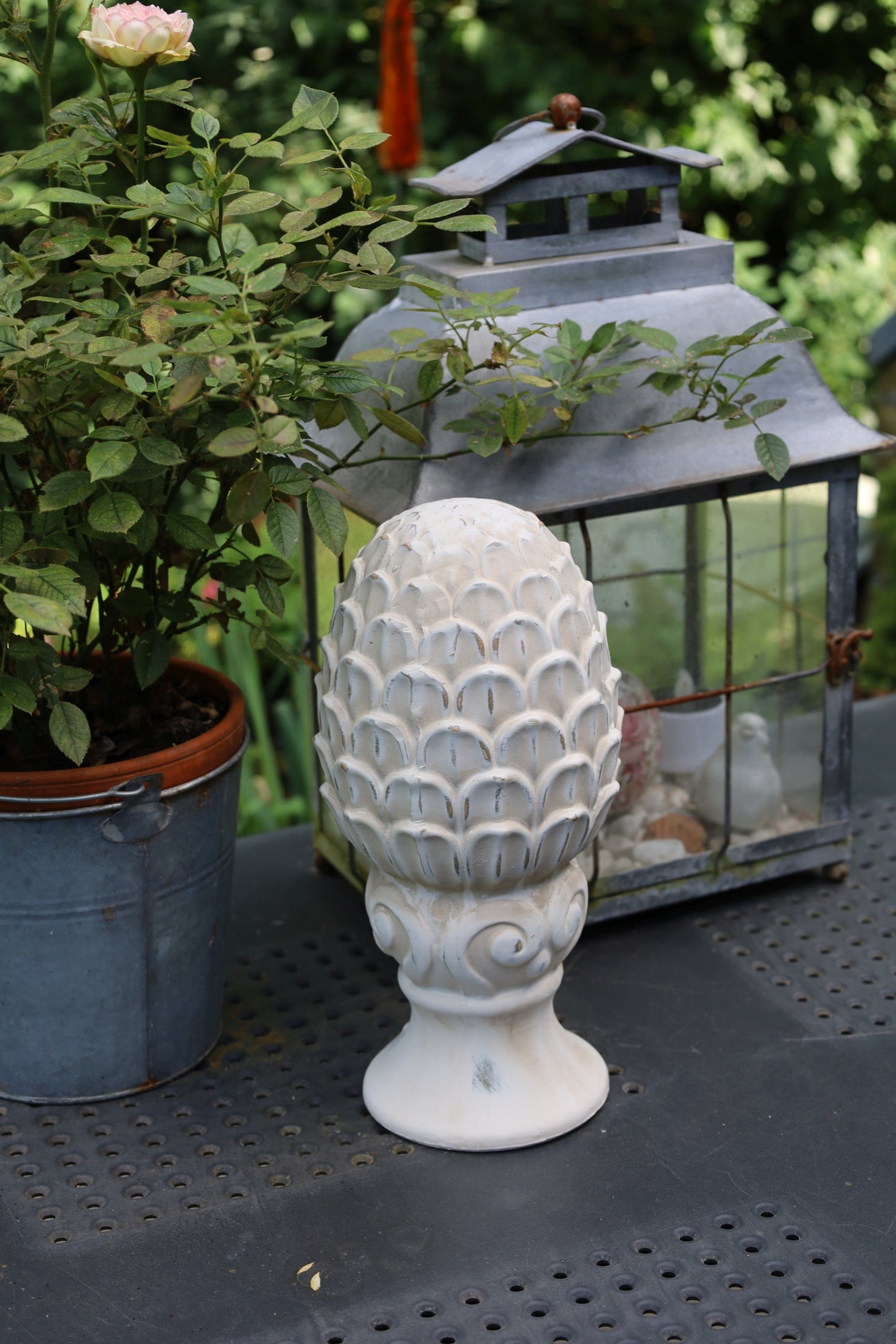 Pigne in terracotta, decorazione da giardino in stile country