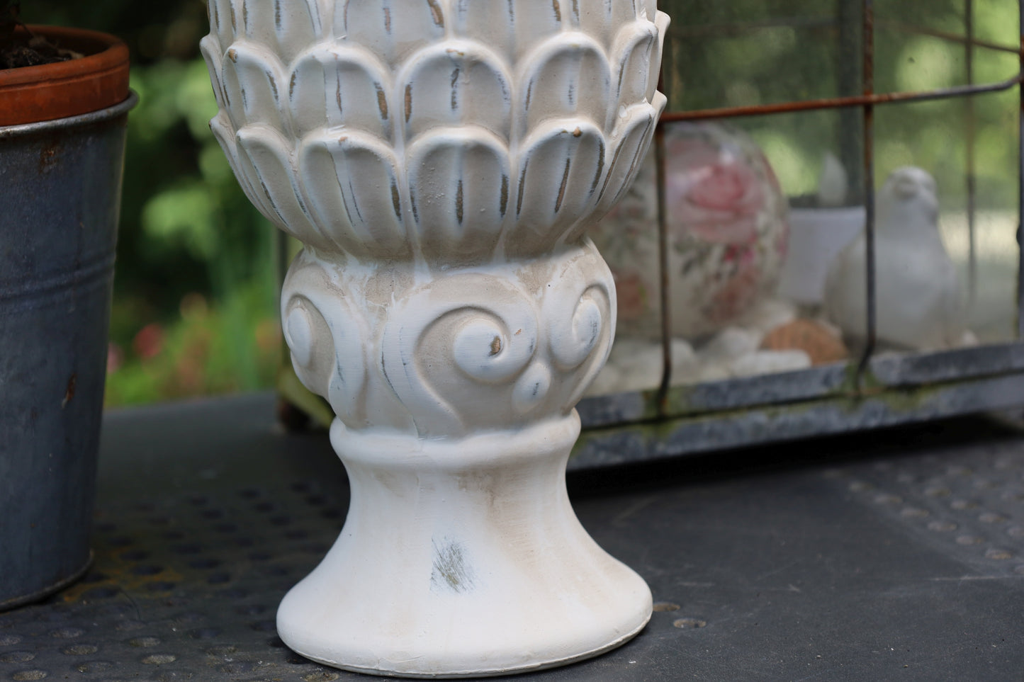 Pigne in terracotta, decorazione da giardino in stile country