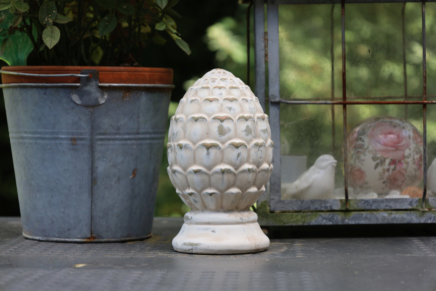 Pigne in terracotta, decorazione da giardino in stile country