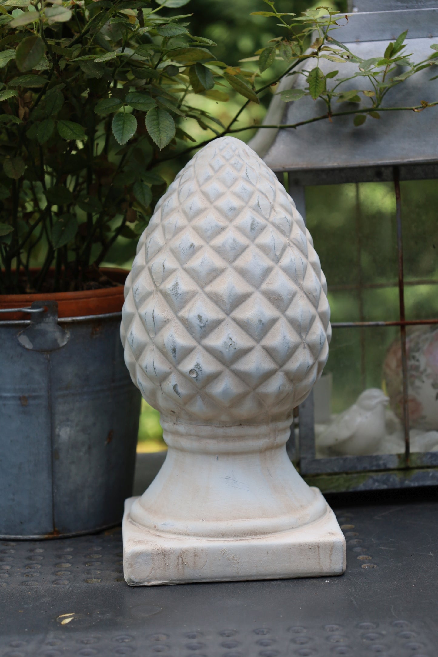 Pigne in terracotta, decorazione da giardino in stile country