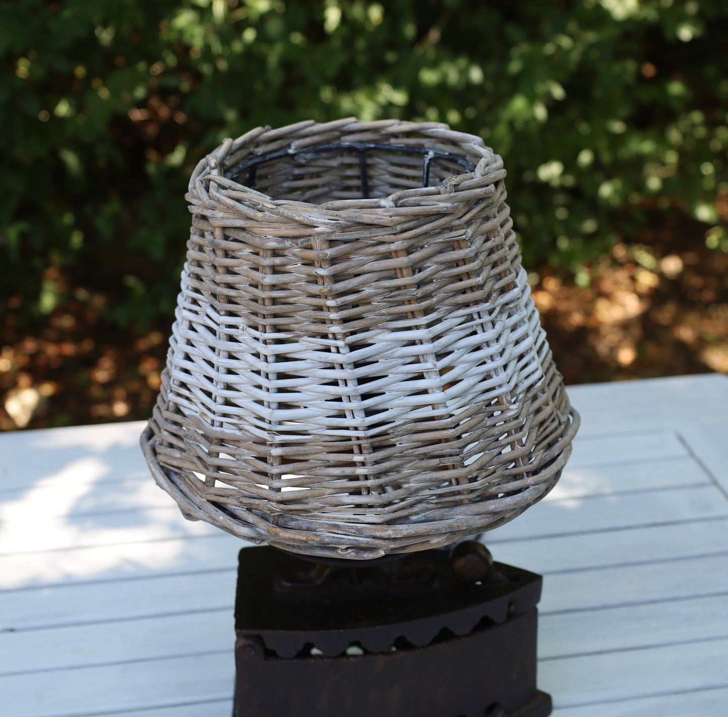 Paralume in rattan marrone/bianco, varie misure da combinare
