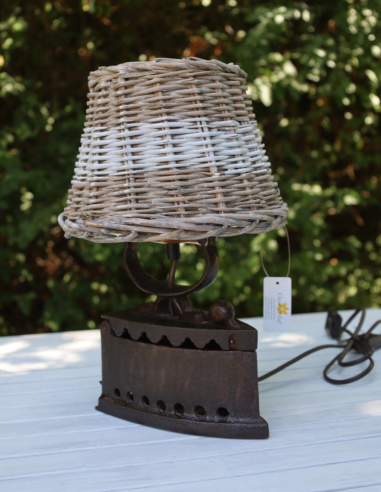 Paralume in rattan marrone/bianco, varie misure da combinare