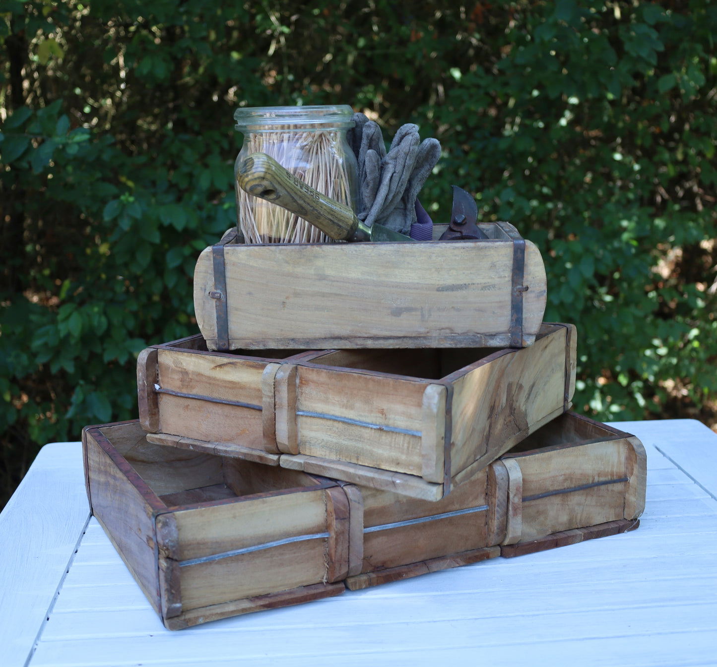 Alte Ziegelform, Original Backsteinform, Holzkiste 30 x 15 x 10cm