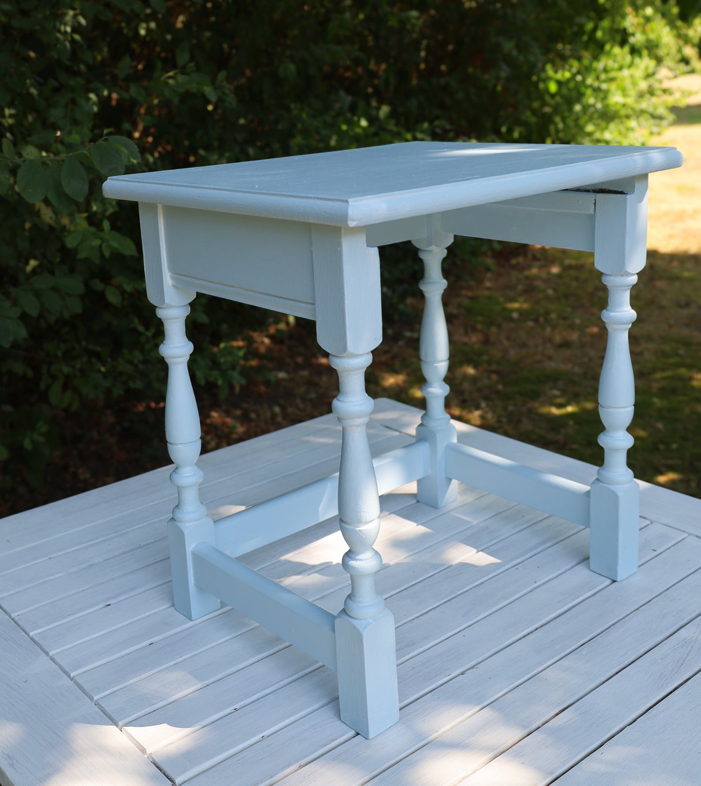 Beistelltische aus Holz in Blau mit maritimen Motiven, 3er Set im Shabby Chic Stil