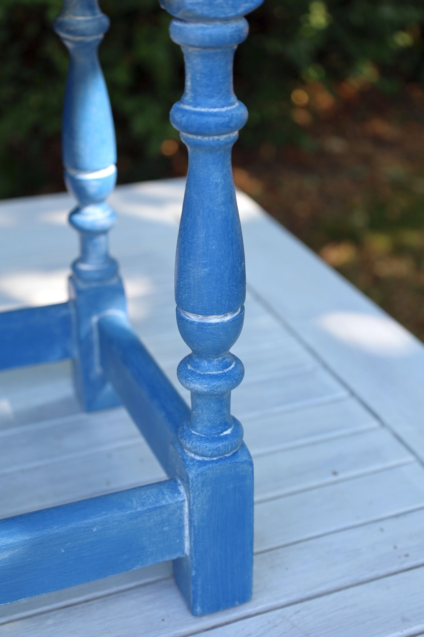 Beistelltische aus Holz in Blau mit maritimen Motiven, 3er Set im Shabby Chic Stil