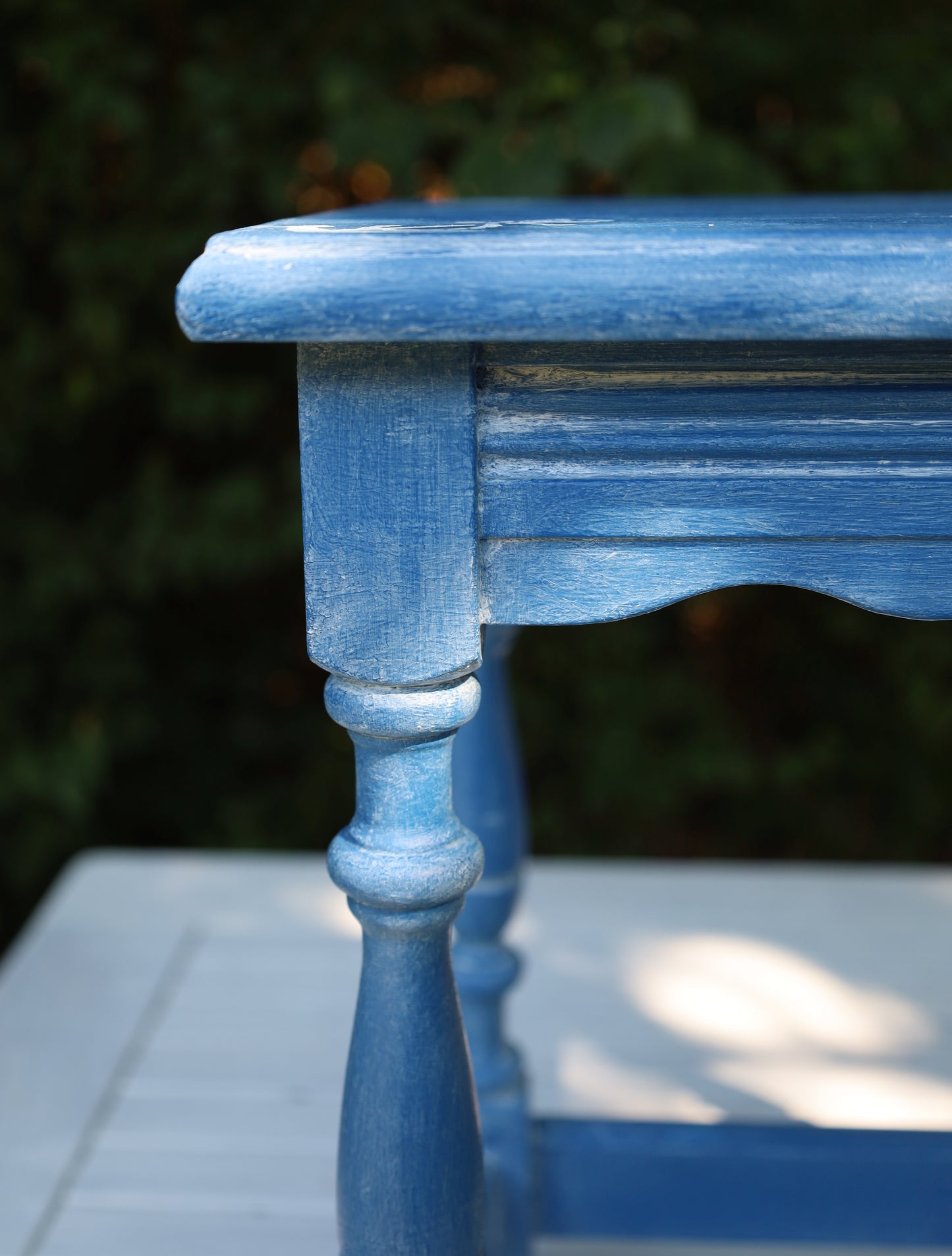 Beistelltische aus Holz in Blau mit maritimen Motiven, 3er Set im Shabby Chic Stil