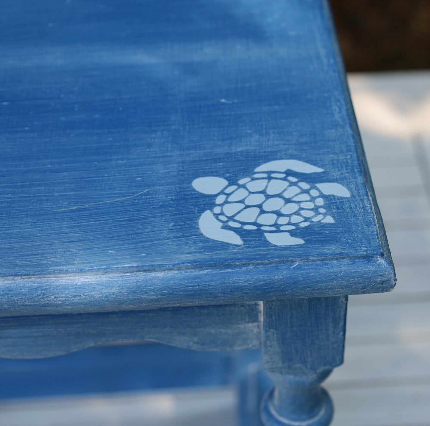 Beistelltische aus Holz in Blau mit maritimen Motiven, 3er Set im Shabby Chic Stil