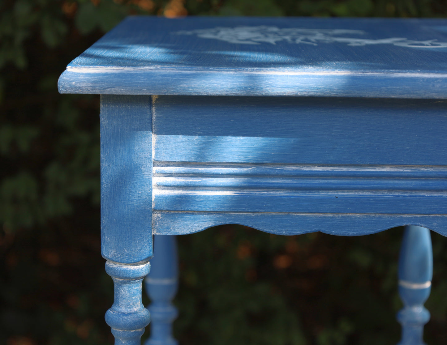Beistelltische aus Holz in Blau mit maritimen Motiven, 3er Set im Shabby Chic Stil
