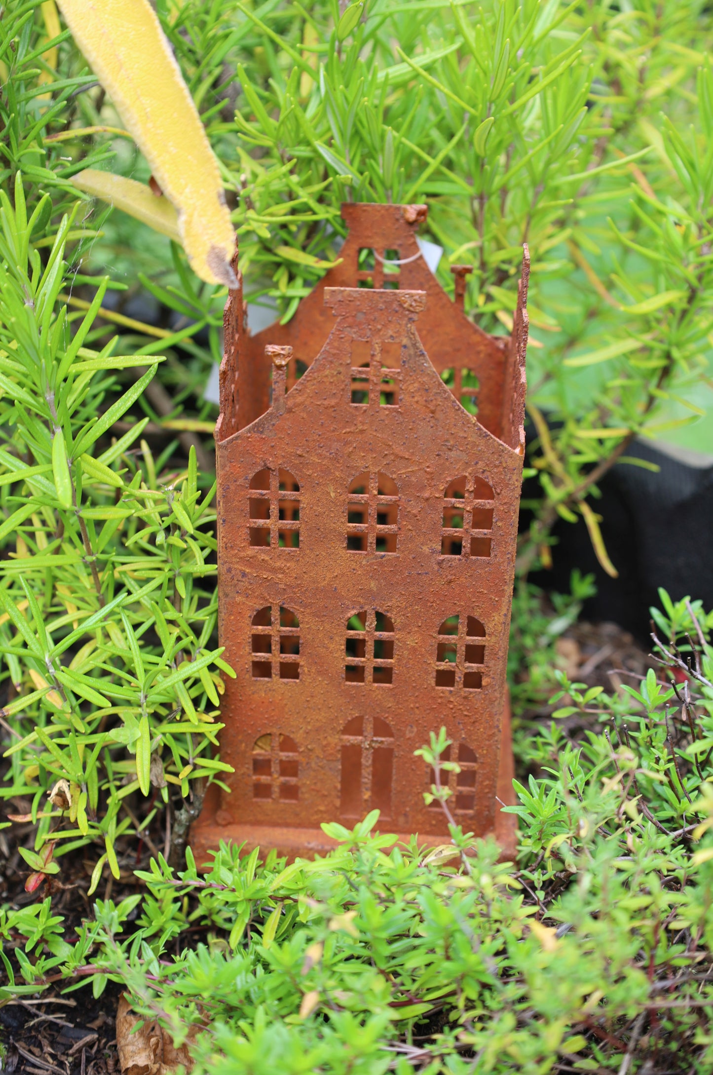 Decorazione da giardino: Casette in ruggine patinata, set da 2