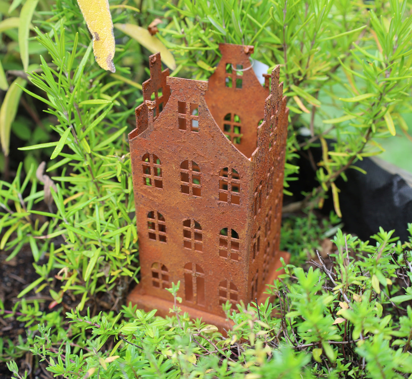 Decorazione da giardino: Casette in ruggine patinata, set da 2