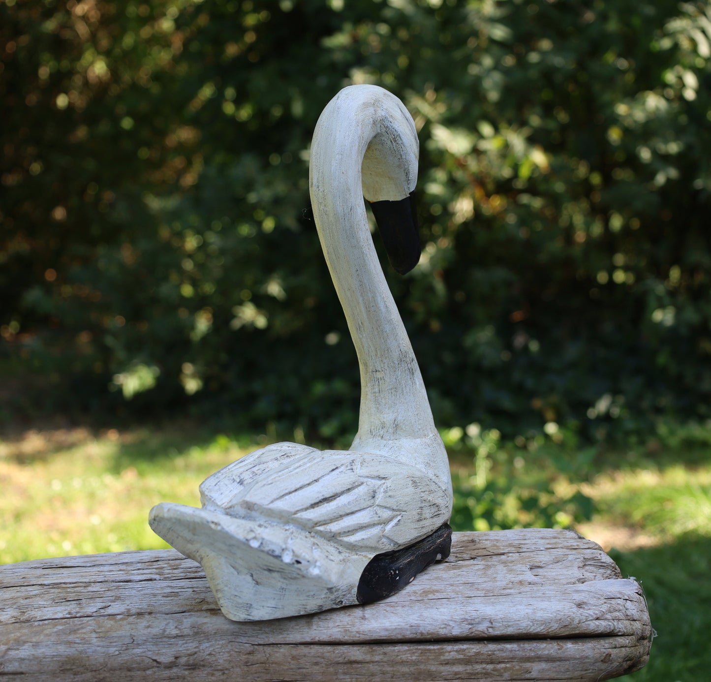 Grande coppia di cigni / cigni in legno, decorazione per matrimonio